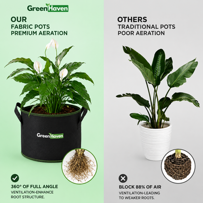 GreenHaven Fabric Grow Bags — Breathable Pots for Vegetables, Herbs & Flowers