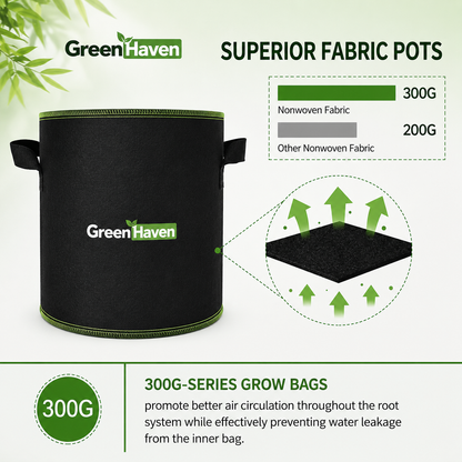 GreenHaven Fabric Grow Bags — Breathable Pots for Vegetables, Herbs & Flowers
