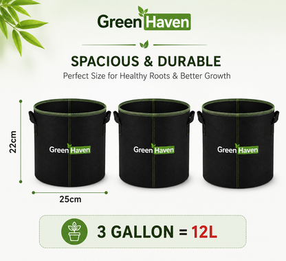 GreenHaven Fabric Grow Bags — Breathable Pots for Vegetables, Herbs & Flowers